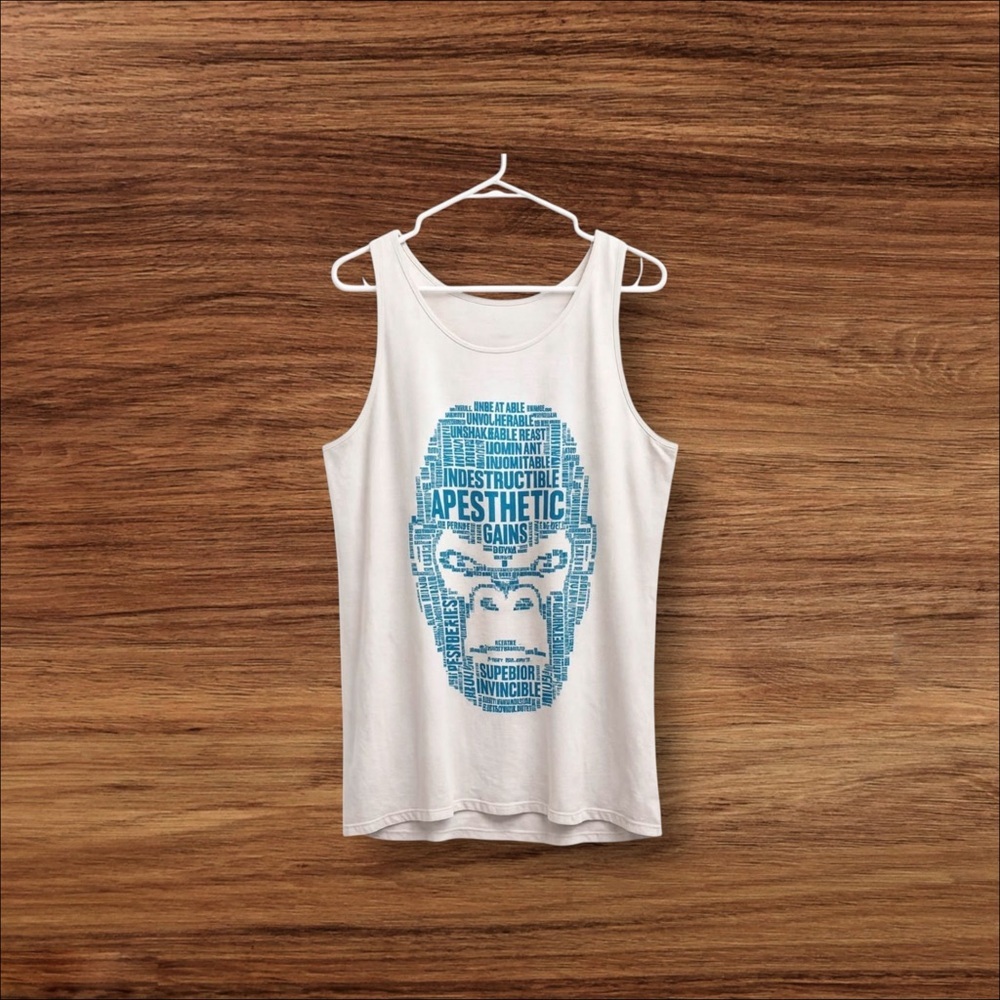 White Tank Top with Blue Graphic